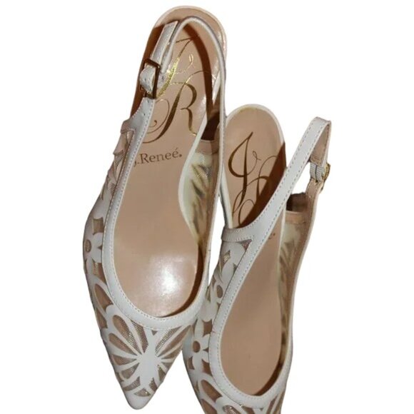 J.Renee Shoes - J. RENEÉ  Vanani Slingback Pointed Cap Toe Pump White New/Display Size 7.5 M